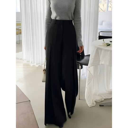 Damen elegante weite Hose mit Falten R&B