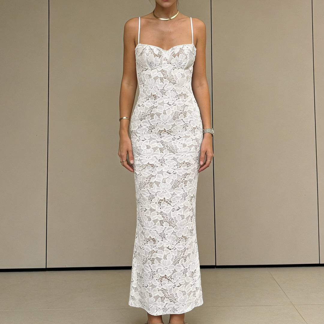 Damen Elegantes Spitzenabendkleid mit tailliertem Schnitt und raffinierten Details R&B