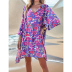 Damen lässiges Freizeitkleid mit lockerer Passform und buntem Blumendesign R&B