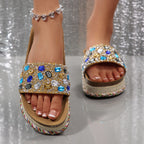 Damen modische Riemchen-Sandalen mit Glitzerelementen R&B