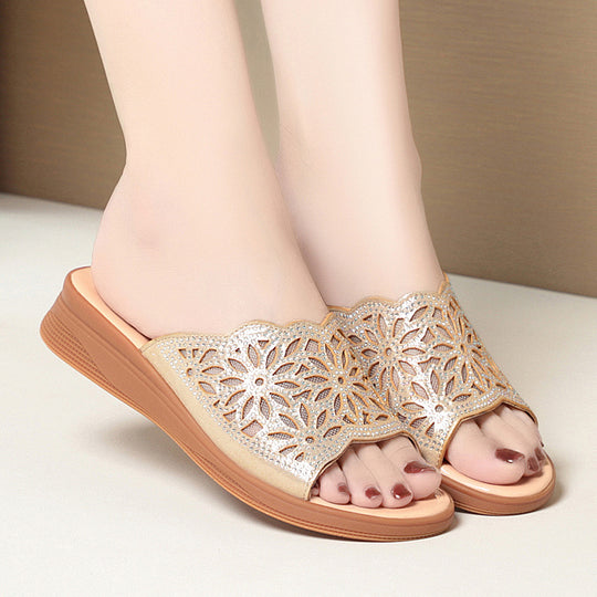 Damen elegante und komfortable Riemchensandalen mit floralem Design R&B