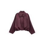 Damen lockere Cropped Jacke aus Wildlederimitat R&B