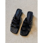 Damen stilvolle Mules mit verstellbaren Riemen R&B