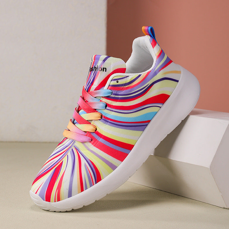 Damen Sportliche Sneakers mit buntem Wellenmuster R&B