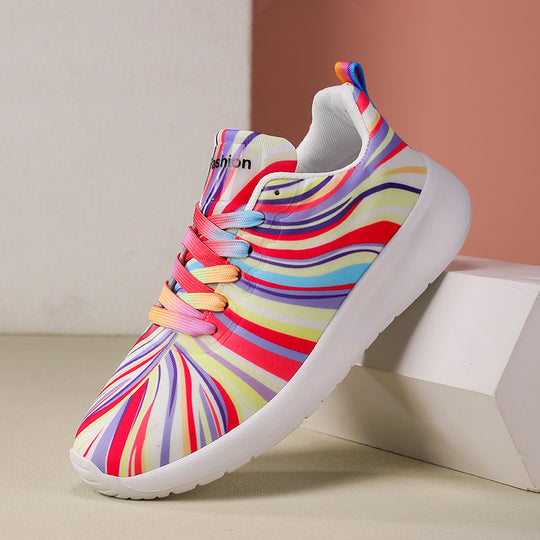 Damen Sportliche Sneakers mit buntem Wellenmuster R&B