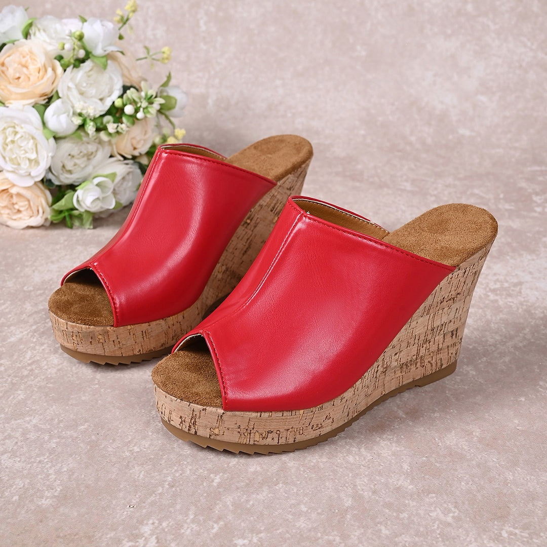 Damen Wedge-Pantoletten mit elegantem Korkfußbett und offener Zehenpartie R&B