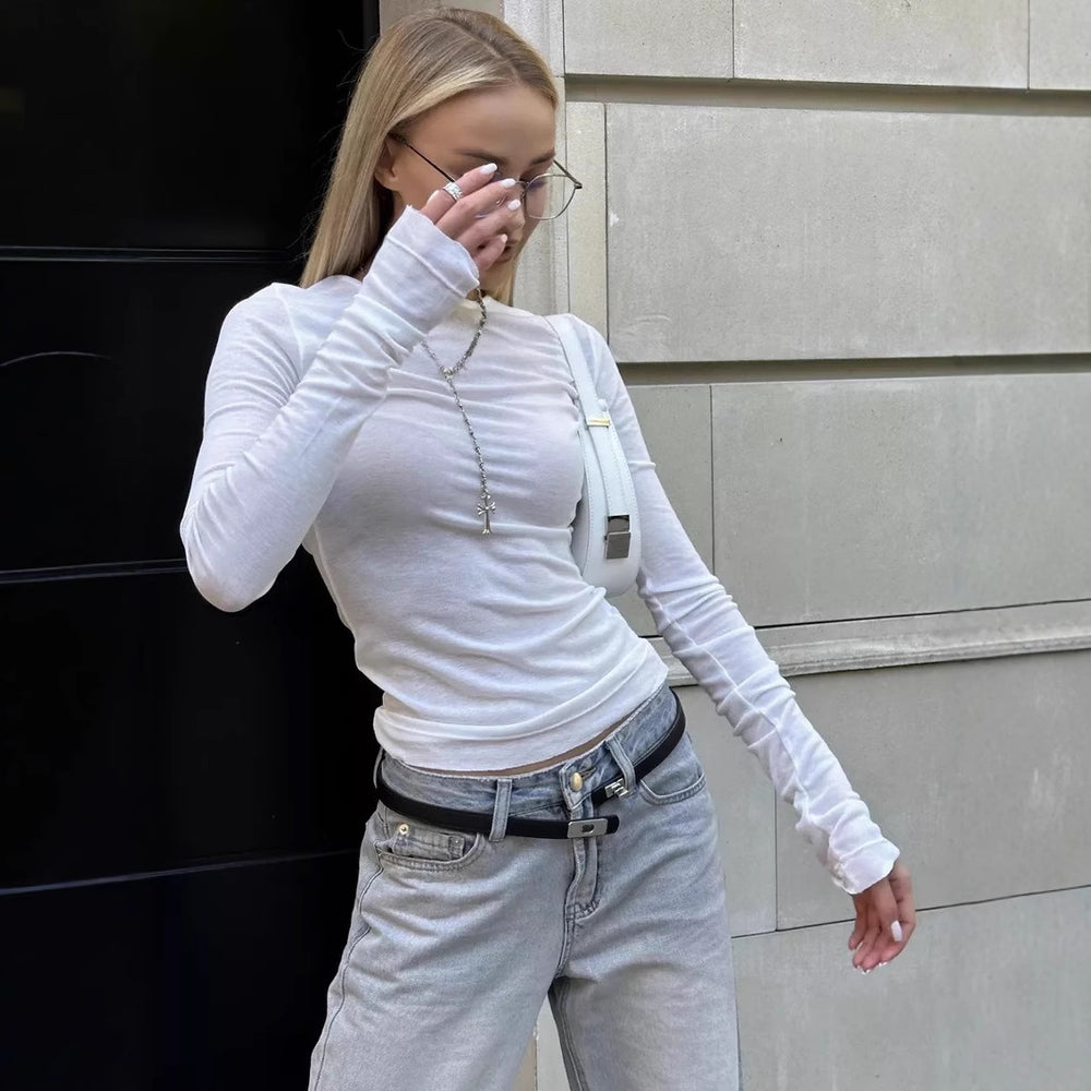 Damen Langarm T-Shirt mit Daumenlöchern R&B