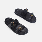 Damen elegante Riemensandalen mit goldenen Schnallen R&B