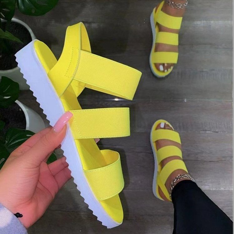 Damen Anpassbare Zehensandalen mit breiten Riemen R&B