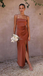 Damen Elegantes Maxikleid mit schmalem Schnitt und seitlichem Schlitz R&B