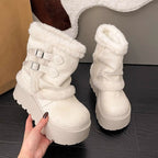 Damen Stiefeletten mit flauschigem Innenfutter und modischen Schnallendetails R&B