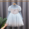 Mädchen festliches Tüllkleid mit glitzernden Applikationen und Rüschen R&B