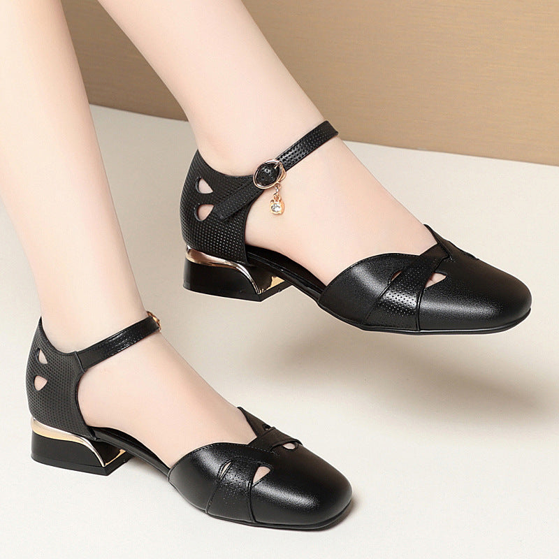 Damen Ballerinas mit dekorativem Riemen und modischem Absatz R&B