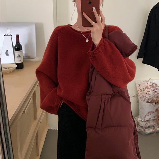 Damen Lässiger Pullover mit voluminösen Ärmeln und weichem Material R&B