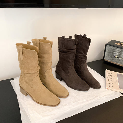 Damen Stiefeletten aus hochwertigem Wildleder mit komfortablem Blockabsatz R&B