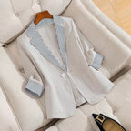 Damen elegante Leinenblazerjacke mit lässigem Schnitt