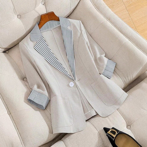 Damen elegante Leinenblazerjacke mit lässigem Schnitt R&B