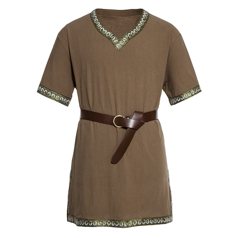 Damen Mittelalterliches Kleid mit dekorativem Kragen und Gürtel