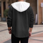 Herren lässige Utility-Jacke mit Kapuze und strukturiertem Muster