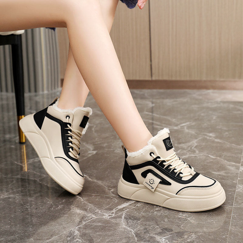 Damen Hohe Winter Sneakers mit weichem Fleece-Futter und rutschfester Sohle R&B