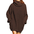 Damen Oversized Strickpullover mit hohem Kragen R&B