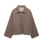 Damen Oversize Wolljacke mit dekorativen Knöpfen R&B