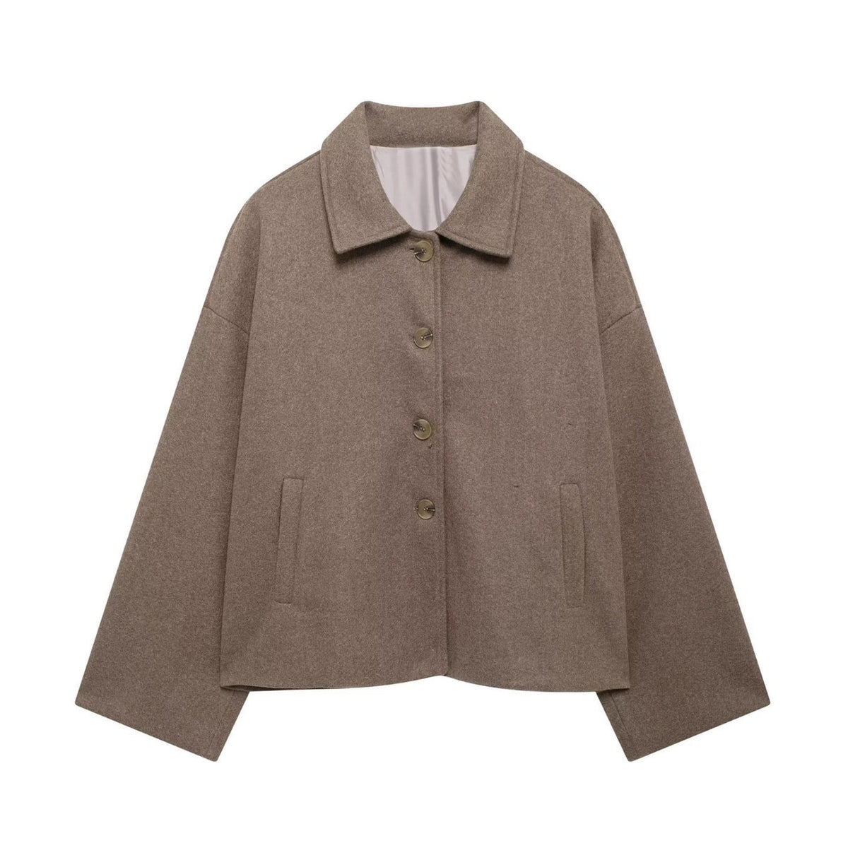 Damen Oversize Wolljacke mit dekorativen Knöpfen R&B