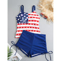 Damen Badeanzug-Set mit patriotischem Design und seitlichen Rüschendetails R&B