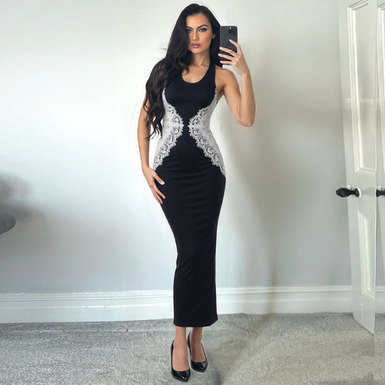 Damen Figurbetontes Spitzenkleid R&B
