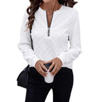 Damen Sweatshirt mit modernem Stehkragen und Reißverschluss R&B