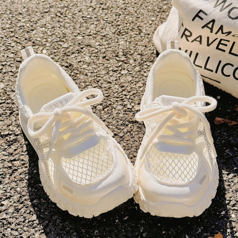 Damen Atmungsaktive Sneaker mit modischem Netzdesign und Glitzerakzenten