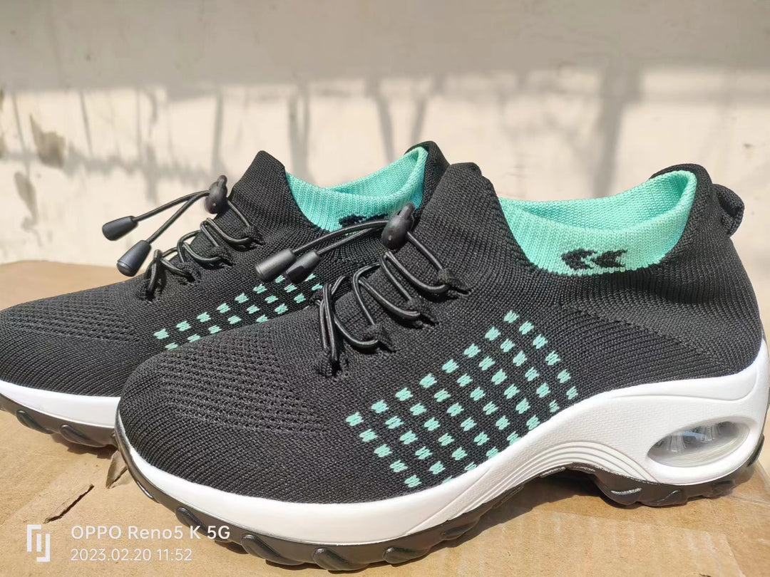 Damen nan leichte atmungsaktive Strick-Sneaker mit Luftkissen und hohem Sockenkragen R&B