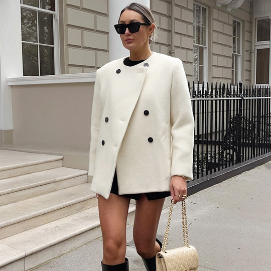 Damen elegante Winterjacke mit doppelter Knopf- und Taschenlösung R&B
