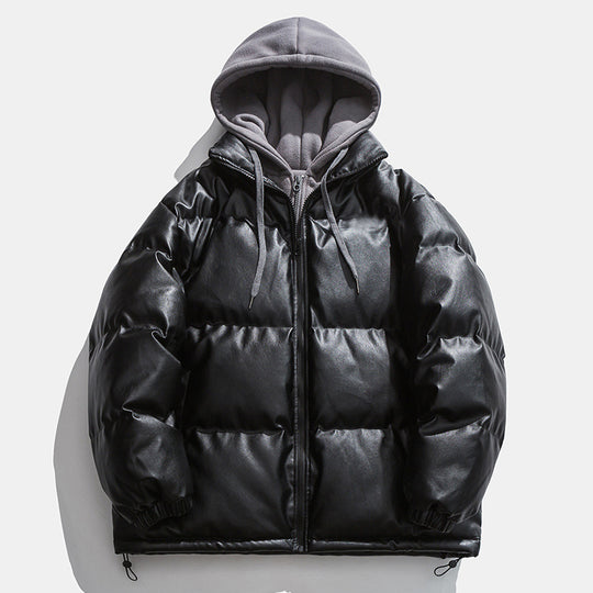 Herren hochwertige gesteppte Daunenjacke mit abnehmbarer Kapuze R&B