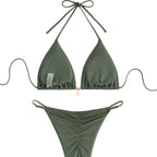 Damen Triangel-Bikini-Set mit schmalen Trägern und verstellbarem Höschen R&B