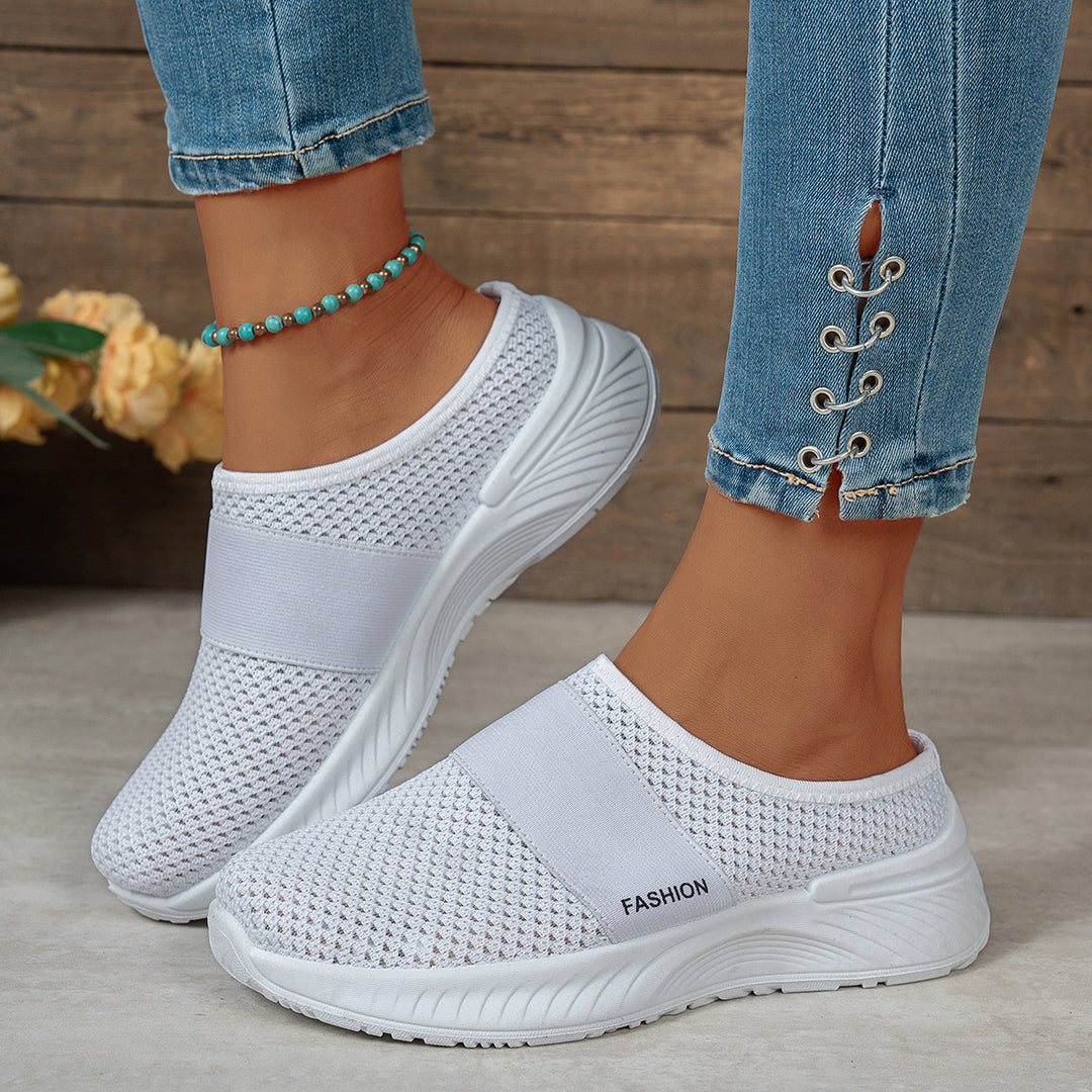 Damen Bequeme Slip-On Freizeitschuhe mit elastischem Riemen R&B