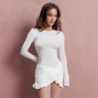 Damen Minikleid mit elegantem Wickeldesign und zarten Rüschen R&B