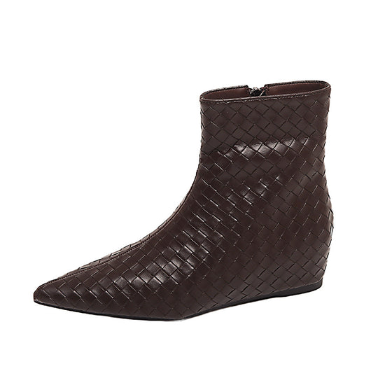 Damen modische Ankle Boots mit geflochtenem Design und eleganter Keilsohle R&B