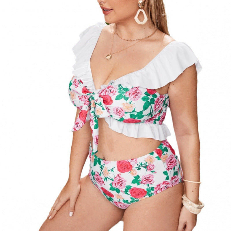 Damen Bikini-Set mit verspieltem Rüschendesign und floralem Muster R&B
