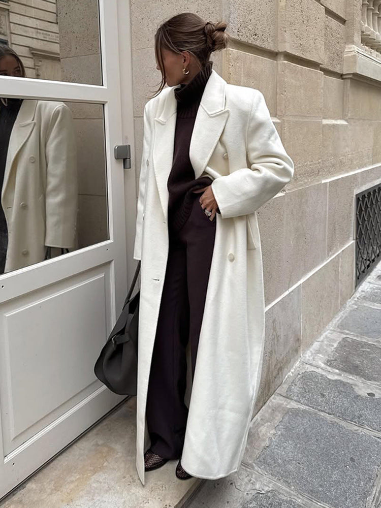 Damen Eleganter Oversized-Mantel aus hochwertigem Wollmix mit Seitentaschen