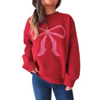 Damen kuscheliger Pullover mit verspieltem Schleifenmuster R&B