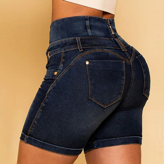 Damen Hochtaillierte Denim-Shorts mit figurformendem Design R&B