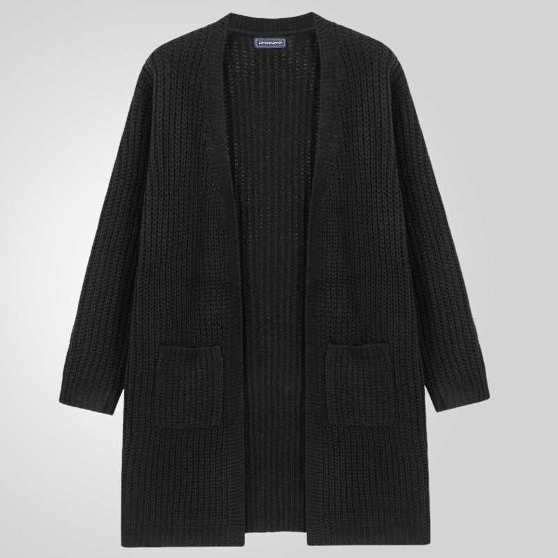 Herren Großer Strickcardigan mit tiefem Schnitt und strukturiertem Design R&B