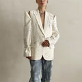 Damen Modischer Oversized-Blazer mit kreativen Akzentmustern