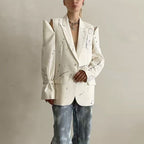 Damen Modischer Oversized-Blazer mit kreativen Akzentmustern