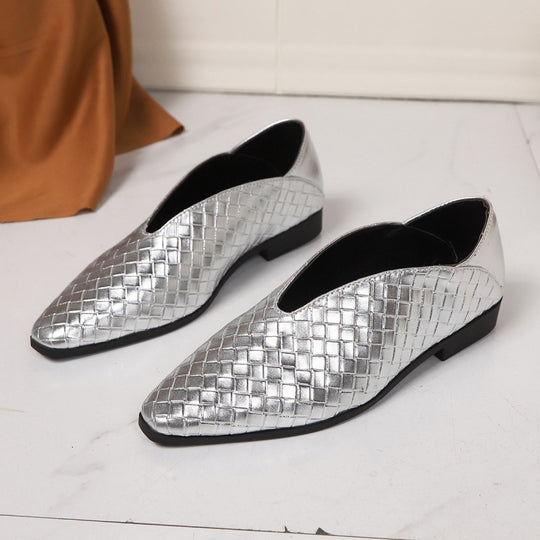 Damen geflochtene Slip-On Ballerinas R&B