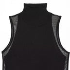 Damen Langarm Kleid aus transparentem Mesh-Material mit Stehkragen R&B
