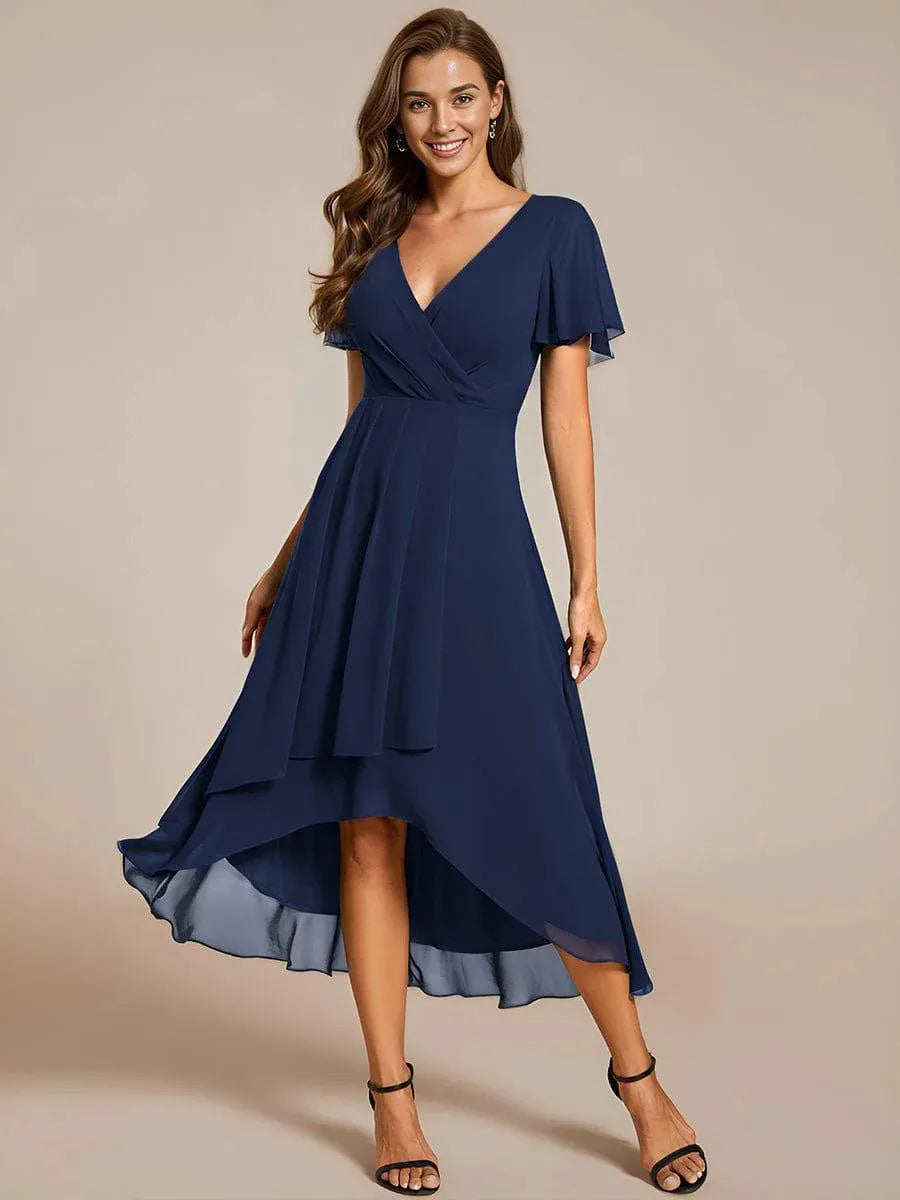 Damen Elegantes Wickelkleid mit asymmetrischem Saum R&B