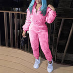 Damen nan kuscheliges Teddy-Lounge-Set mit Halbzip und Highwaist-Jogger R&B