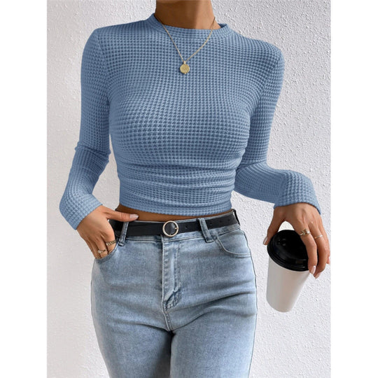 Damen Langarm-Crop-Top aus strukturiertem Jersey R&B